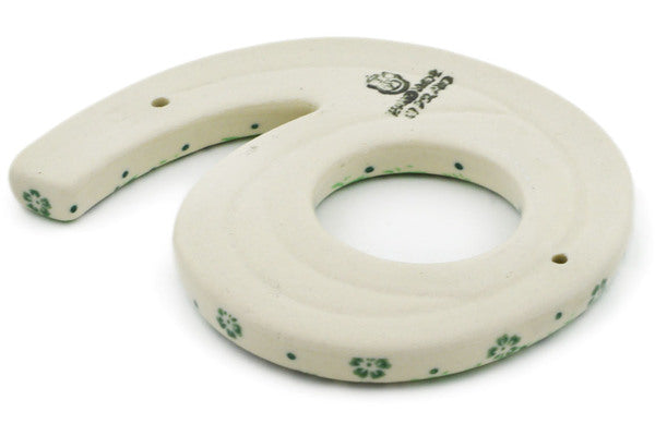 Polish Pottery 4-inch House Number Six (6) Green Wreath UNIKAT