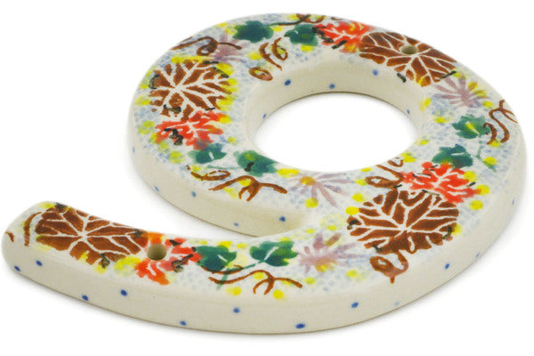 Polish Pottery 4-inch House Number NINE (9) Autumn Falling Leaves UNIKAT