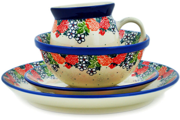 Polish Pottery 4-Piece Place Setting Spring's Arrival