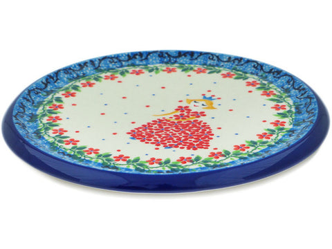 Polish Pottery trivet, hot plate Princess In A Red Dress