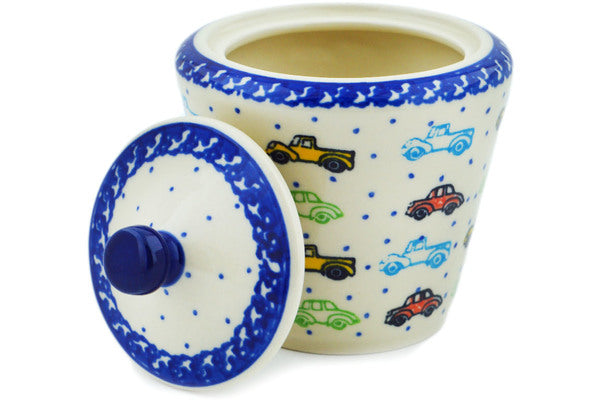 Polish Pottery 9 oz Sugar Bowl Traffic Jam