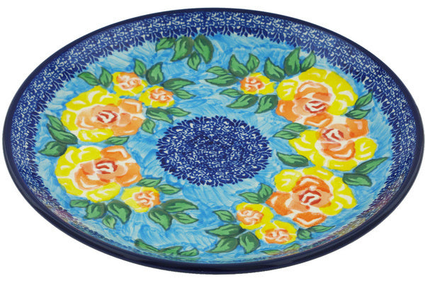 Polish Pottery 10½-inch Dinner Plate Matisse Flowers Golden UNIKAT