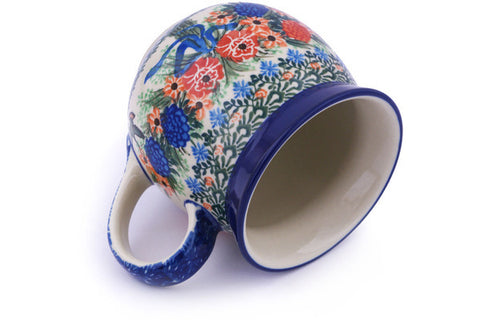 Polish Pottery 16 oz Bubble Mug Hummingbird Bouquet UNIKAT