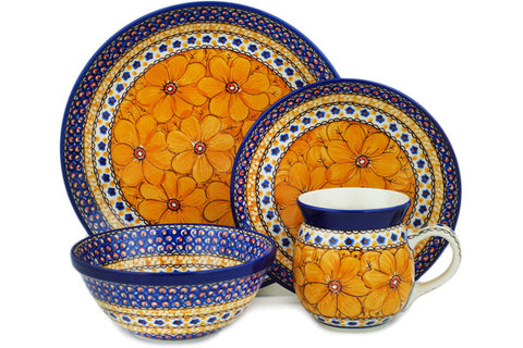 Polish Pottery 4-Piece Place Setting Marigold Dreams UNIKAT