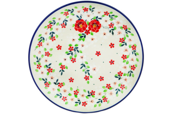 Polish Pottery Dessert Plate Festive Misteltoe UNIKAT