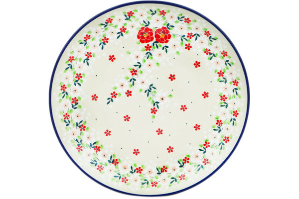 Polish Pottery 10½-inch Dinner Plate Festive Misteltoe UNIKAT