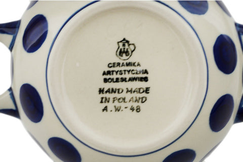 Polish Pottery 10 oz Bouillon Cup Bold Blue Dots