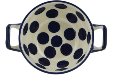 Polish Pottery 10 oz Bouillon Cup Bold Blue Dots