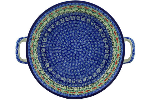 Polish Pottery Medium Round Baker with Handles Maraschino