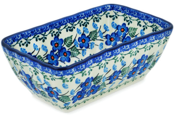 Polish Pottery Mini loaf pan Blue Blossom