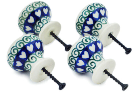 Polish Pottery Set of 4 Drawer Pull Knobs Light Hearted