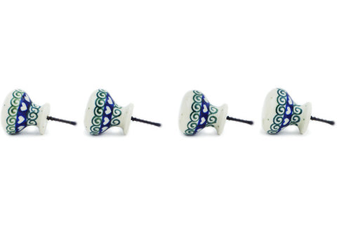 Polish Pottery Set of 4 Drawer Pull Knobs Light Hearted