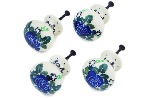 Polish Pottery Set of 4 Drawer Pull Knobs Impossible Rose