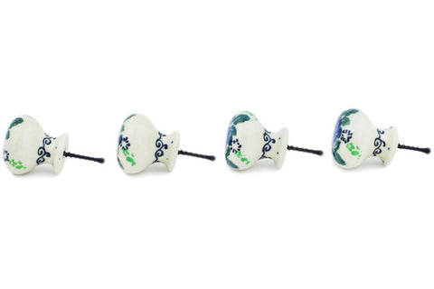 Polish Pottery Set of 4 Drawer Pull Knobs Impossible Rose