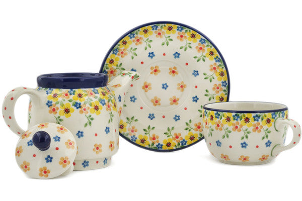 Polish Pottery 17 oz Tea Set for One Country Spring