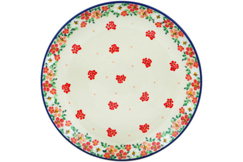 Polish Pottery 10½-inch Dinner Plate Rosey Starburst Poppy UNIKAT