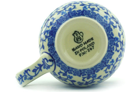 Polish Pottery 12oz Bubble Mug Blue Floral Lace