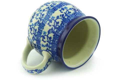 Polish Pottery 12oz Bubble Mug Blue Floral Lace